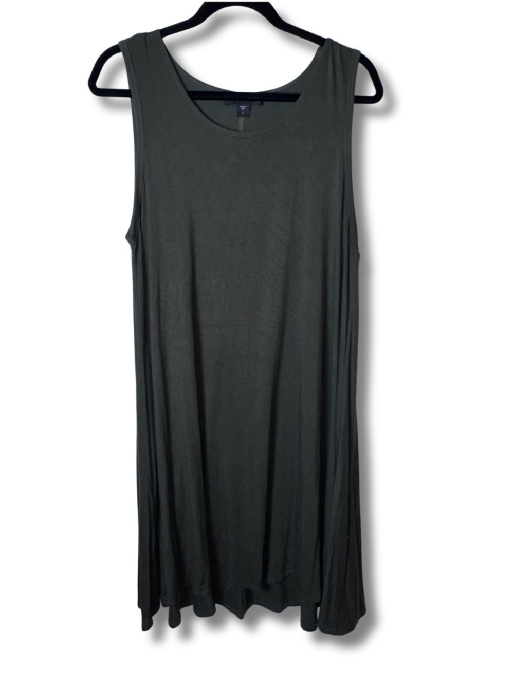 Karen Kane Women's Sleeveless A Line Olive Casual Pullover Jersey Dress, Large
